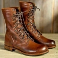 Men's Handmade Brown Leather Biker Boots Jungle Boots Hunting | Canada
