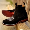 Men's Suede Black Western LEATHER COWBOY Rodeo Square Toe Half | Canada