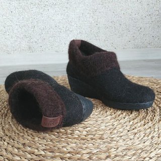 Women's Felted Brown Ankle Booties Wool Minimalist Shoes | Canada