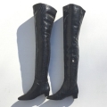 Women's 1960s Black Vinyl Faux Croc Over the Knee Boots | Canada