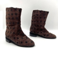 Women's Vintage Perry Ellis Suede Polka Dot Boots Chocolate Brown Faux | Canada