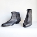 Men's 80s Boots Leather Boots Charcoal Black Leather Boots | Canada