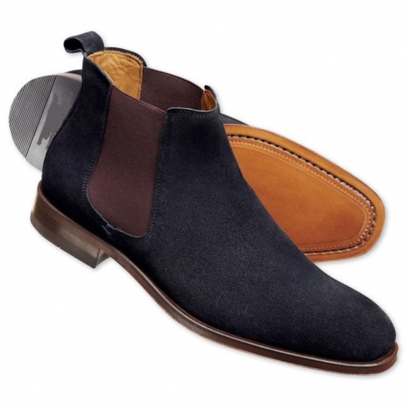 Men's Handmade Cap Toe Chelsea Boots Real Suede Ankle Boots | Canada