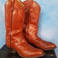 Men's Vintage 90s Cognac Marbled Leather Cowboy Boots With White | Canada