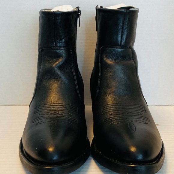 Men's DURANGO Black Leather R Toe Side Zip Western Boots | Canada