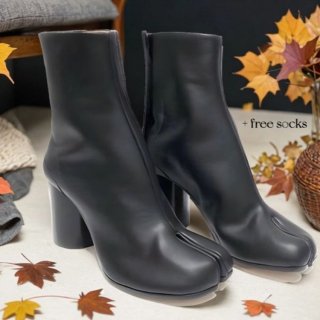 Women's Leather Tabi Split-toe Black Boots With Zipper and | Canada
