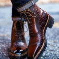 Men's Handmade Burgundy Leather Ankle High Boot's | Canada