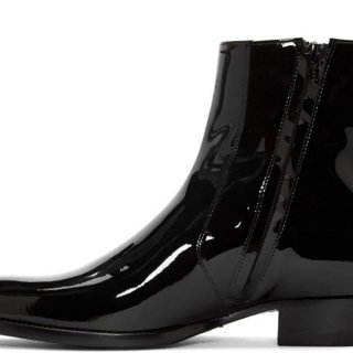 Men's Handmade Black Color Ankle High Genuine Patent Leather Stylish | Canada