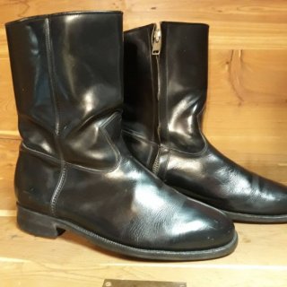 Men's Roper Cowboy Black Leather Boots Inside Zipper Handmade by | Canada