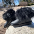 Women's Inoli Brand Black Sheepskin Fur Leather Winter Cold | Canada