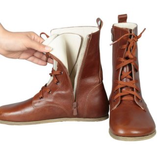Women's Boots WIDE Zero Drop Barefoot BROWN Sooth Leather | Canada