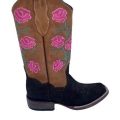 Women's Authentic Leather Cowboy Boots Black and Brown | Canada