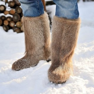 Men's Genuine Fur Mukluks Long Fur Winter Viking Boots | Canada