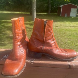 Men's 1970s Vintage Brown Leather Zipper Ankle Boots | Canada