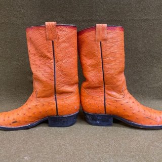 Men's Orange Ostrich Cowboy Western Ranch Exotic Leather Boots Size | Canada