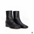 Men's Womens/Leather Tabi Split-toe Black Boots With 3cm Heel | Canada