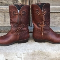 Women's Vintage 80s Never Worn Brown Leather Boots Low Heels | Canada