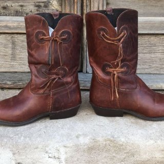 Women's Vintage 80s Never Worn Brown Leather Boots Low Heels | Canada