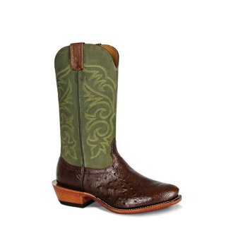 Fenoglio Free Delivery Men's Kango Tabac Smooth Ostrich w/ Olive Suede Style No. 00101405