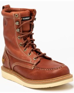 Brand New Hawx Men's 8" Lacer Wedge Work Boots - Soft Toe | Brown