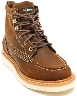 Brand New Hawx Men's 6" Grade Work Boots - Moc Toe | Distressed Brown