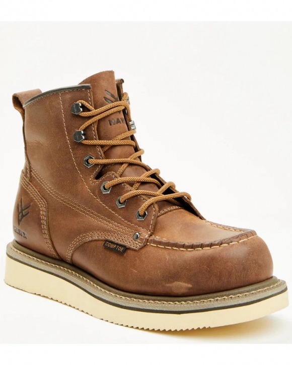 Brand New Hawx Men's 6" Lace-Up Work Boots - Composite Toe | Brown