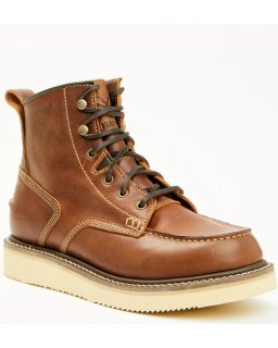 Brand New Hawx Men's 6" Lace-Up Moc Work Boots - Soft Toe | Brown