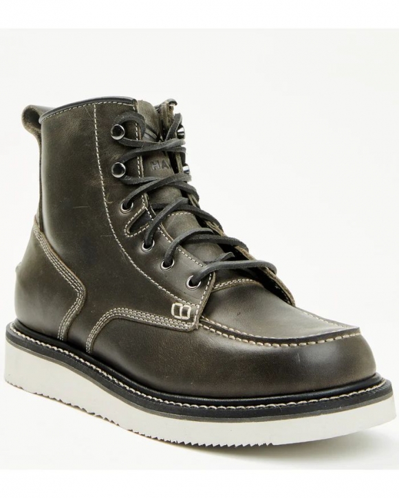 Brand New Hawx Men's 6" Lace-Up Moc Work Boots - Soft Toe | Grey