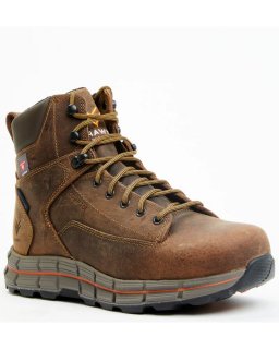 Brand New Hawx Men's 6" Insulated Lace-Up Waterproof Work Boots - Composite Toe | Brown