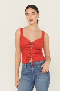 Special Offer Idyllwind Women's Eastland Faux Suede Lace-Up Corset | Coral Special Offer Idyllwind Women's Eastland Faux Suede Lace-Up Corset | Coral