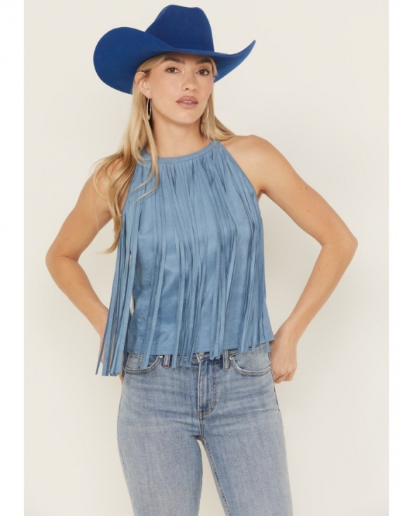 Special Offer Idyllwind Women's Madie Faux Suede Fringe Tank | Steel Blue