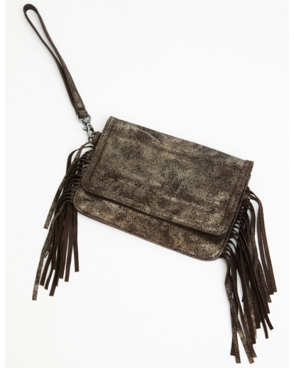 Special Offer Idyllwind Women's Briley Oversized Metallic Fringe Clutch | Chocolate