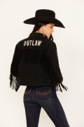 Special Offer Idyllwind Women's Outlaw Fringe Denim Trucker Jacket | Black Special Offer Idyllwind Women's Outlaw Fringe Denim Trucker Jacket | Black