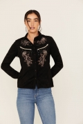 Special Offer Idyllwind Women's Embroidered Faux Suede Long Sleeve Snap Western Shirt | Black