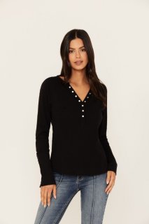 Special Offer Idyllwind Women's Pearl Knit Henley Shirt | Black