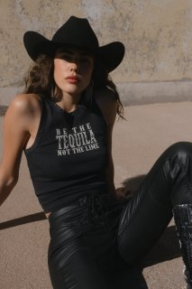 Special Offer Idyllwind Women's Be The Tequila Embellished Ribbed Graphic Tank Top | Black Special Offer Idyllwind Women's Be The Tequila Embellished Ribbed Graphic Tank Top | Black