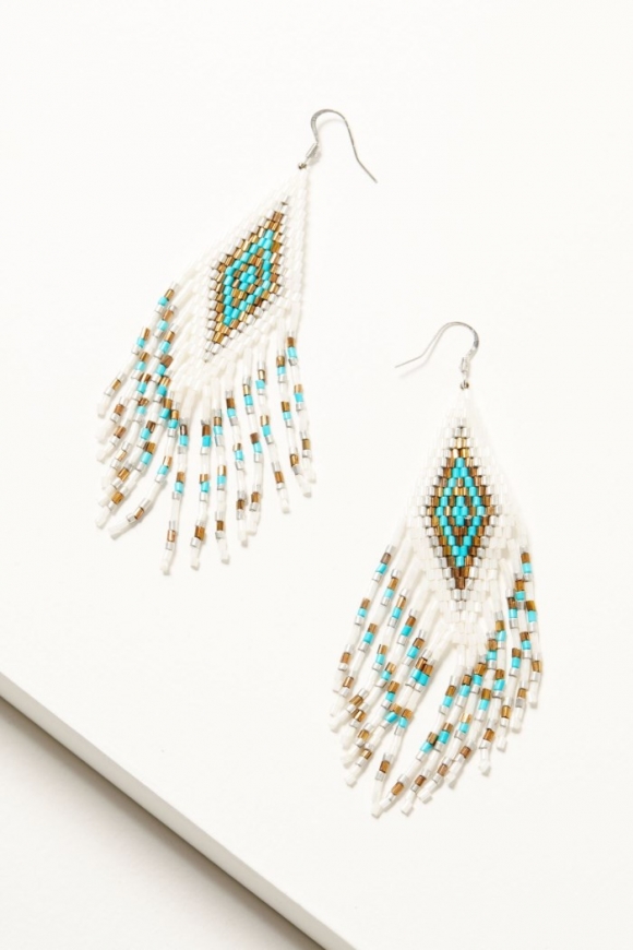 Special Offer Idyllwind Women's Blanco River Beaded Fringe Earrings | White Special Offer Idyllwind Women's Blanco River Beaded Fringe Earrings | White