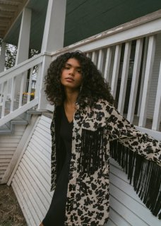 Special Offer Idyllwind Women's Hair-On Cow Hide Fringe Shacket Jacket | White Special Offer Idyllwind Women's Hair-On Cow Hide Fringe Shacket Jacket | White