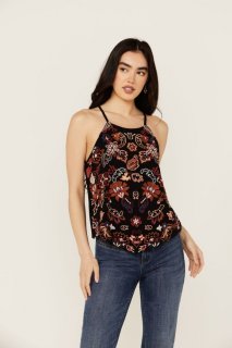 Special Offer Idyllwind Women's Scrolling Floral Haze Embroidered Sleeveless Top | Black Special Offer Idyllwind Women's Scrolling Floral Haze Embroidered Sleeveless Top | Black