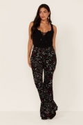 Special Offer Idyllwind Women's Black Floral Print High Rise Flare Cords | Black