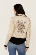Special Offer Idyllwind Women's Yorkshire Studded And Embroidered Moto Jacket | Nude
