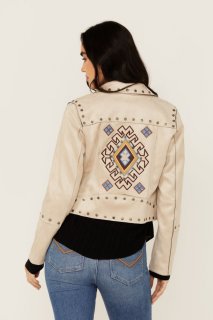 Special Offer Idyllwind Women's Yorkshire Studded And Embroidered Moto Jacket | Nude Special Offer Idyllwind Women's Yorkshire Studded And Embroidered Moto Jacket | Nude