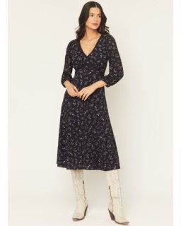 Special Offer Idyllwind Women's Partner DItsy Floral Print Long Sleeve Midi Dress | Indigo