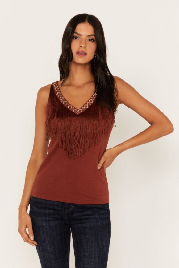 Special Offer Idyllwind Women's Songstress Embroidered Fringe Tank Top | Brandy Brown Special Offer Idyllwind Women's Songstress Embroidered Fringe Tank Top | Brandy Brown