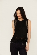 Special Offer Idyllwind Women's Lillian Studded Fringe Faux Suede Tank Top | Black Special Offer Idyllwind Women's Lillian Studded Fringe Faux Suede Tank Top | Black