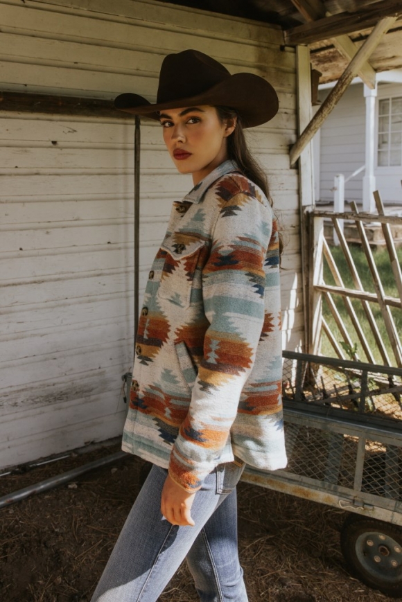 Special Offer Idyllwind Women's Dusk Southwestern Print Shacket | Stone Special Offer Idyllwind Women's Dusk Southwestern Print Shacket | Stone