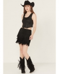 Special Offer Idyllwind Women's Lindale Faux Suede Fringe Mini Skirt | Black