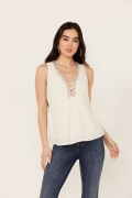 Special Offer Idyllwind Women's Spruce Criss Cross Front Embellished Tank | Ivory