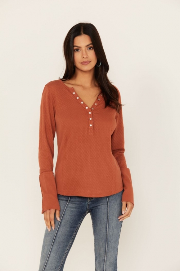 Special Offer Idyllwind Women's Pearl Knit Henley Shirt | Pecan