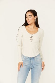 Special Offer Idyllwind Women's Hummingbird Tie Front Long Sleeve Top | Stone Special Offer Idyllwind Women's Hummingbird Tie Front Long Sleeve Top | Stone